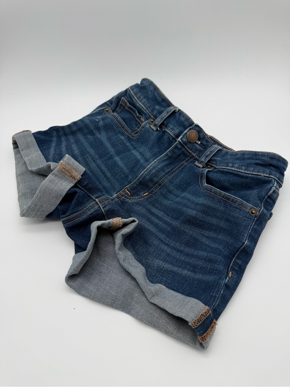 Aeropostale High Rise Midi Denim Shorts Size 2 Dark Wash Cuffed